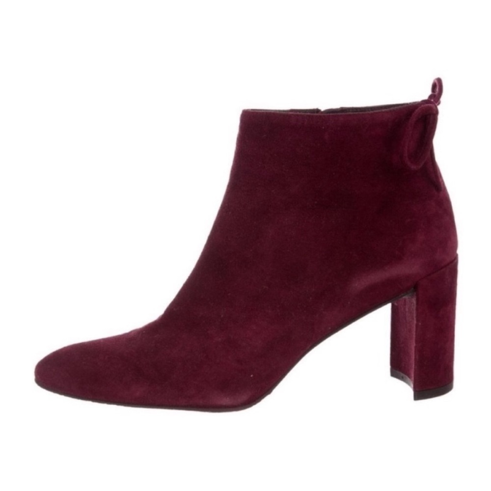 Stuart Weitzman Lofty Burgundy Suede Block Heel Ankle Boots 8 1/2